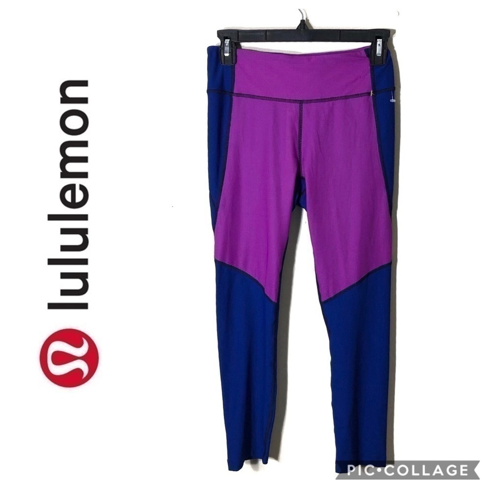 Lululemon Cropped Purple Blue Leggings Sz 2 Women’s Pants Workout Yoga